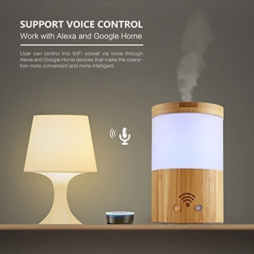 Wifi Smart Aroma Diffuser mit Alexa (Amazon Echo/Echo dot), AOZBZ Natürlicher Bambus 4 in 1 Ultrasc