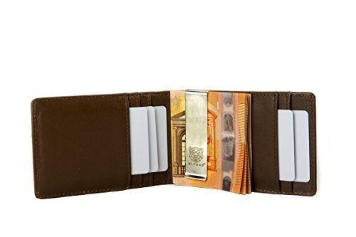 WLDOHO® Männer Kreditkartenetui mit Geldklammer und Münzfach aus Leder 