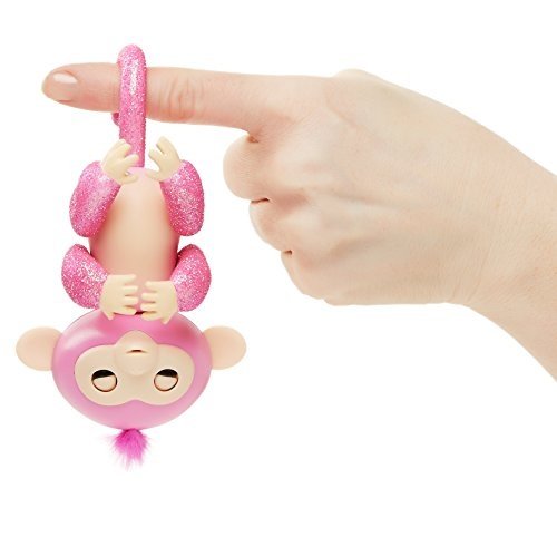 Wow Wee Fingerlings Glitzer Äffchen pink Rose 3764 interaktives Spielzeug, reagiert auf Geräusche,