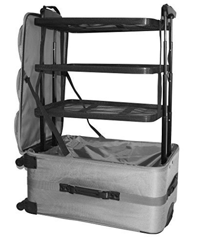 XL Koffer 60L mit versenkbarem Regalsystem Trolley Reisekoffer Weichgepäck 71cm (Schwarz)