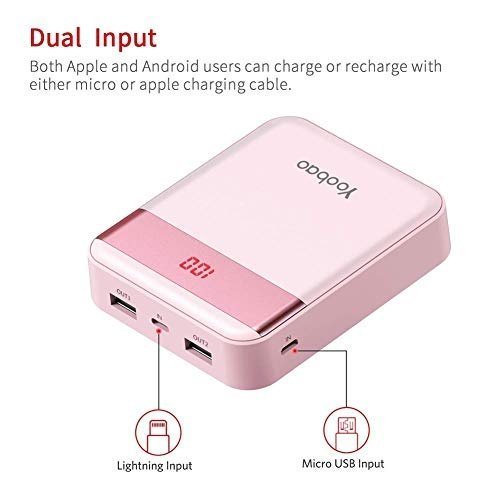 10000mAh Externer Akku, Yoobao Handy Powerbank Akku Pack Power Bank Akkupack mit Dual Input Ladeport