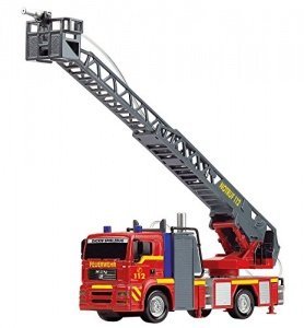 Dickie Toys, City Fire Engine, Feuerwehrauto mit manueller Wasserspritze, 31 cm