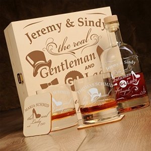 6-teiliges Whisky Geschenk-Set in Holzkiste New York Bar inkl. Gravur Motiv - "Quality Whisky"