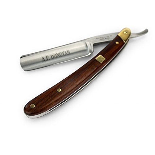 A.P. Donovan - Professionelles 7/8" Rasiermesser mit Mahagoni Holzgriff - inkl praktischer Holzschat