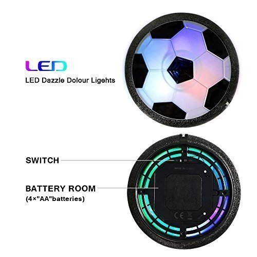 Air Power Fußball - Baztoy Hover Power Ball Indoor Fußball mit LED Beleuchtung, Perfekt zum Spiele