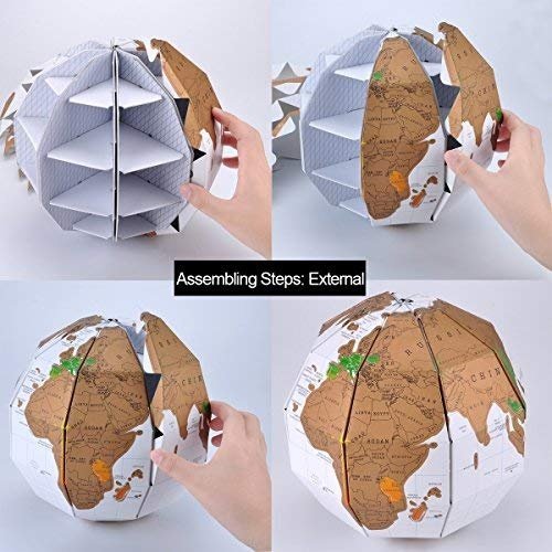 AkoAzul 3D Weltkarte zum Rubbeln, Reisende, Globetrotter und Weltenbummler
