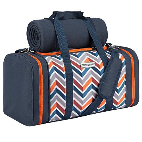 anndora Picknick Kühltasche inkl. Picknick Decke Geschirr Besteck 4 Personen