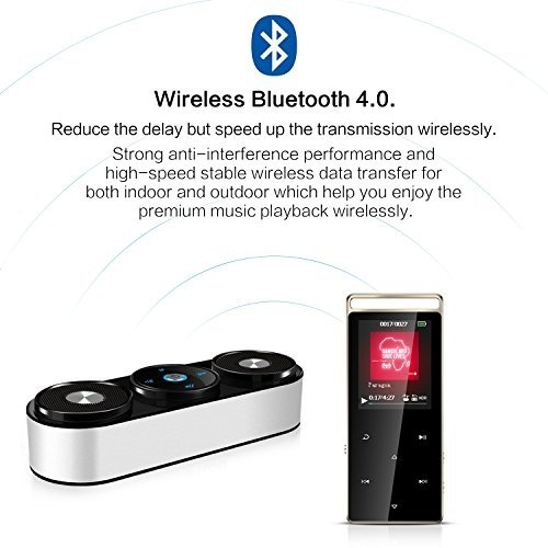 Bluetooth 4.0 Touch Bedienfeld Metall 8GB MP3 Player, Tragbare Musik Player, Diktiergeräte, FM Radi