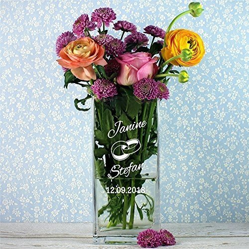 Blumenvase aus Glas zur Hochzeit – Vase Personalisiert mit [Namen] und [Datum] – Hochzeitsgesche