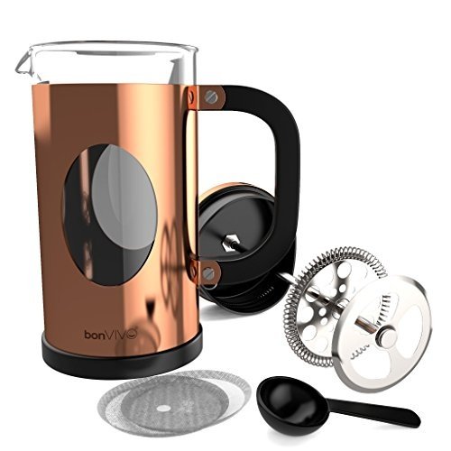 bonVIVO GAZETARO I Design-Kaffeebereiter Und French Press Coffee Maker In Kupfer-Optik, Kaffee-Kanne