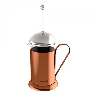 bonVIVO® GAZETARO II, Design-Kaffeebereiter und French Press in Kupfer-Chrom Optik aus Edelstahl un
