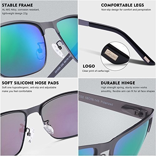 Carfia Polarisierte Herren Sonnenbrille Modische Metallrahmen Fahrer Sonnenbrille 100% UV400 Schutz 