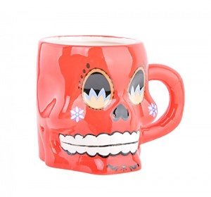 Cute Retro SUGAR SKULL Mug 50s Totenkopf TASSE - Rot Rockabilly