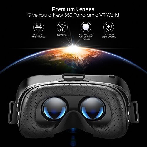 DESTEK V4 VR Brille, 103° FOV, Augen Schonendes HD Virtual Reality mit Touch-Taste/Schalter für iP