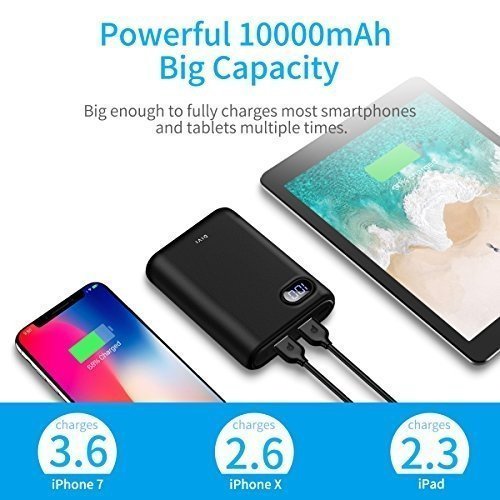 DIVI Powerbank 10000mAh, Kompakte Externer Akku Handy Ladegerät Power Bank Pack mit Hohe Kapazität