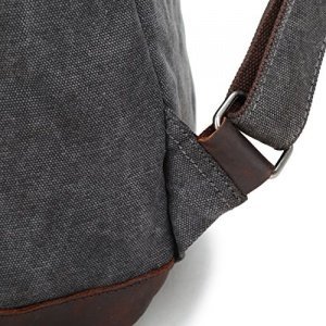 DoubleMay Unisex Damen Herren Vintage Retro Canvas Leder Rucksack Backpack Schultasche Reisetasche D