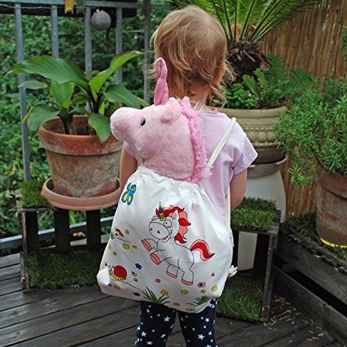 EinhornLiebe Rucksack zum selber bemalen inkl. 5 Stifte 34x34cm Farbe: Natur