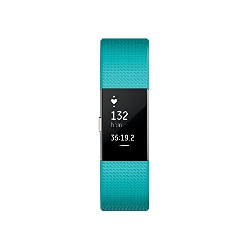 Fitbit Charge 2 Unisex Armband zur Herzfrequenz und Fitnessaufzeichnung, Teal, L, FB407STEL-EU