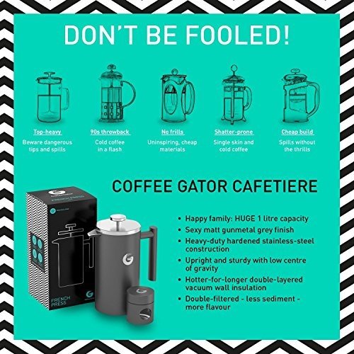 FRENCH PRESS / KAFFEEBEREITER / TEEBEREITER 1 Liter von Coffee Gator - Doppelwandige Französische K