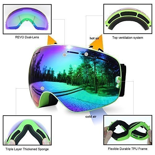 GANZTON Skibrille Snowboard Brille Doppel-Objektiv UV-Schutz Anti-Fog Skibrille Für Damen Und Herre