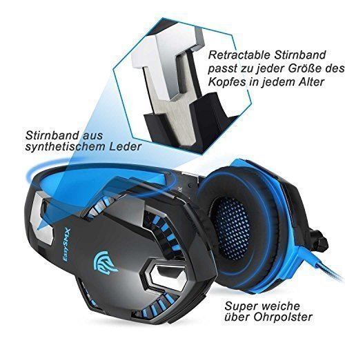 Gaming Headset, EasySMX PC Gaming Headset mit Lautstärkeregelung, Stereo Over Ear Kopfhörer mit Mi