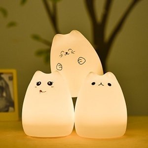 GoLine Cute Kitty LED Kinder-Nachtlicht , Multicolor -Silikon-weiche Baby-Kinderzimmer-Lampe, Sensit