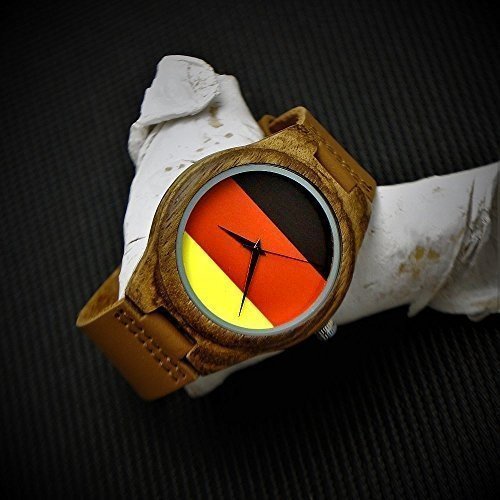 Handgefertigte Holzwerk Germany® Designer Herren Deutschland Flagge Uhr Damen Uhr Öko Natur Holz F