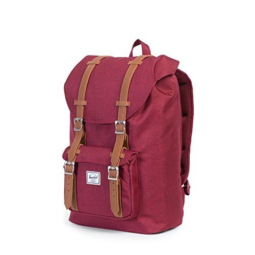 Herschel Supply Co. Rucksack Little America mid-volume, Winetasting Crosshatch/Tan Synthetic Leather