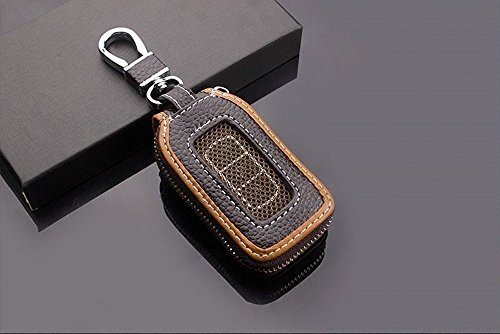 Hochwertiges Autoschlüsseletui aus echtem Leder mit Reißverschluss und Metallhaken, Schlüsseltasc