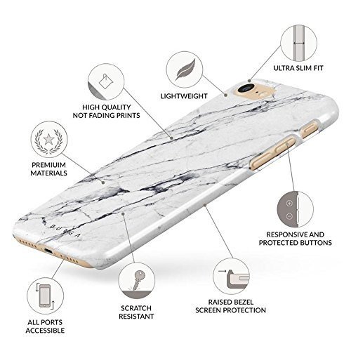 iPhone 7 / iPhone 8 Hülle Licht Weiß Marmor Muster White Marble Dünn, Robuste Rückschale aus Kun