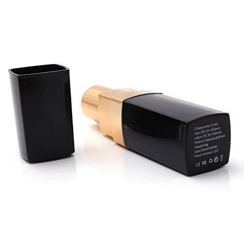 iprotect Lipstick Power Bank 4000mAh Externes Ladegerät in schwarz gold für Smartphones und andere