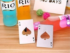 Jolly Edelstahl Kreditkarte Größe Casino Poker Flaschenöffner für Portemonnaie, 3er Pack, 5er Pa