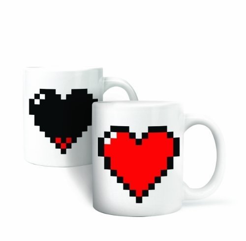 Kikkerland Wärmeeffekt-Tasse "Pixel Heart"