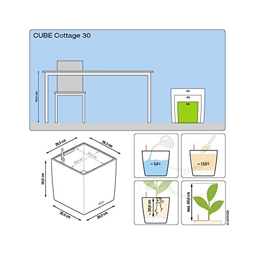 LECHUZA CUBE Cottage 30 Pflanzgefäß mit Erd-Bewässerungs-System