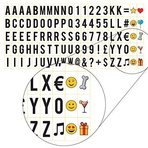 Lichtbox, Leuchtkasten mit 100 Buchstaben, Emojis und Symbolen
