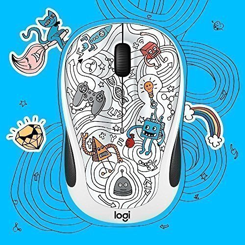 Logitech M238 Doodle Collection Kabellose Maus (mit 15 hochwertigen Aufklebern, 12 Monaten Batteriel