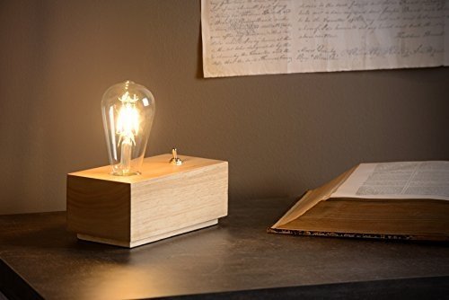 Lucide Edison-Tischlampe-LED-1X4W 3000K, E27, 4 W, Holz, 20 x 10 x 19 cm