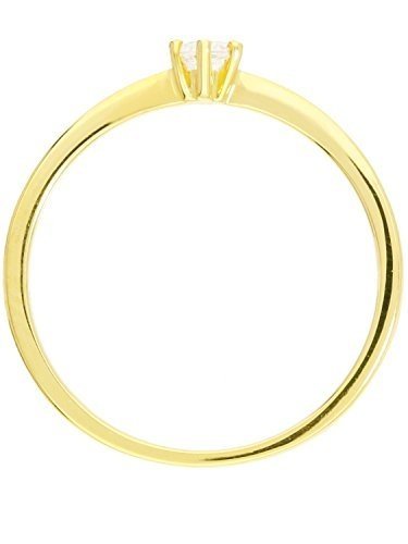 MyGold Damen Verlobungsring Gelbgold 585 Gold (14 Karat) Glanz Mit Stein Zirkonia Brillantschliff So