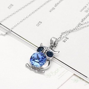 Neoglory Jewellery mit Swarovski® Elements Halskette Eule silber und blau