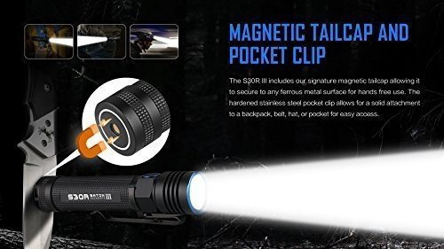 Olight S30R III Taschenlampe wiederaufladbar - Cree XM-L2 CW LED max. 1050 Lumen mit 1 x speziellem 