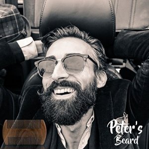 PETERS BEARD Pemium Bartkamm aus Sandelholz mit PU Leather Travel Case - Professionelle Bartpflege -