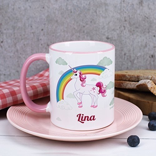 Tasse mit Einhorn und Wunschnamen für Mädchen