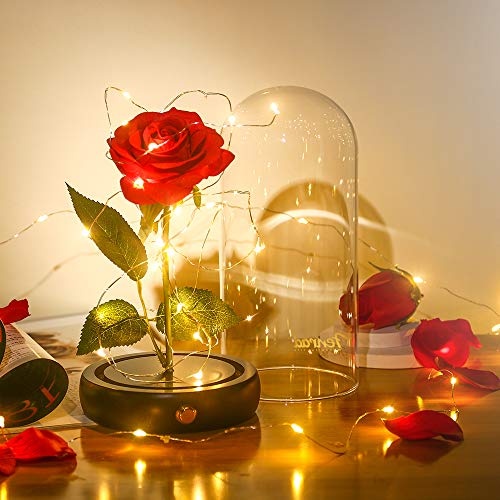 Rose im Glas mit Licht