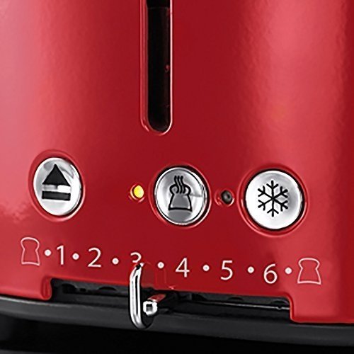 Russell Hobbs 21680-56 Retro Ribbon Red Toaster mit stylischer Countdown-Anzeige, Schnell-Toast-Tech