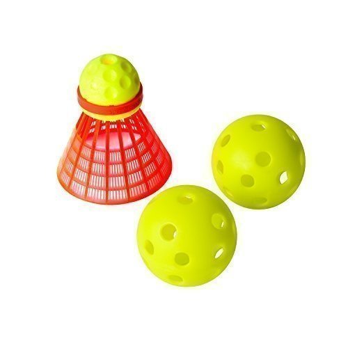 Speedminton Beach Paddle Set Speedminton Robustes Holz Beach Paddle 2 Spieler Set - Incl. 2 Bällen 