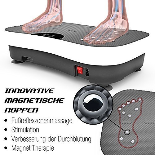 Sportstech Vibrationsplatte VP210 mit Bluetooth, Oszillationstechnologie für zu Hause, Magnet Fußr