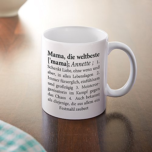 Tasse mit Aufdruck - Definition beste Mama - Personalisiert mit Namen - Individuelle Kaffeetasse in 