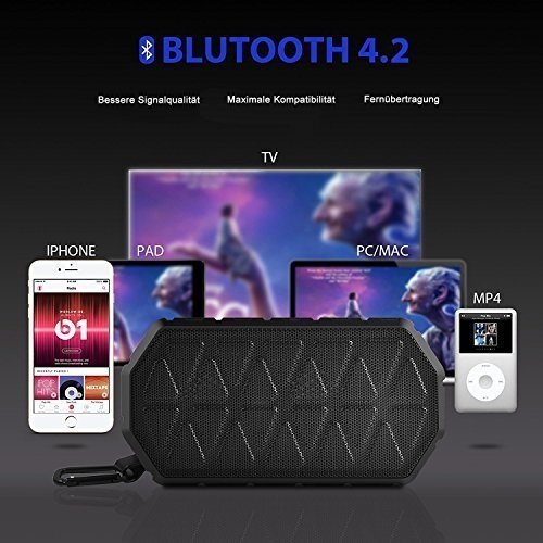 ToHayie Bluetooth Lautsprecher Wasserdicht,IPX6 Outdoor Tragbarer Lautsprecher,Mobiler Bluetooth 4.2