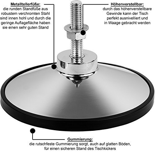 TUNIRO® Kickertisch PRO Schwarz Tischkicker vormontiert, schadstoffgeprüft, BTFV zertifiziert