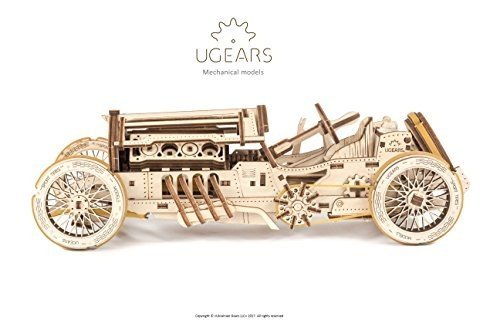 Ugears U-9 Grand Prix Rennwagen Modellbauauto aus Holz zum selber bauen (DIY Modelbausatz) | Retro O